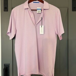 J. McLaughlin Men’s Light Pink Striped Polo Shirt